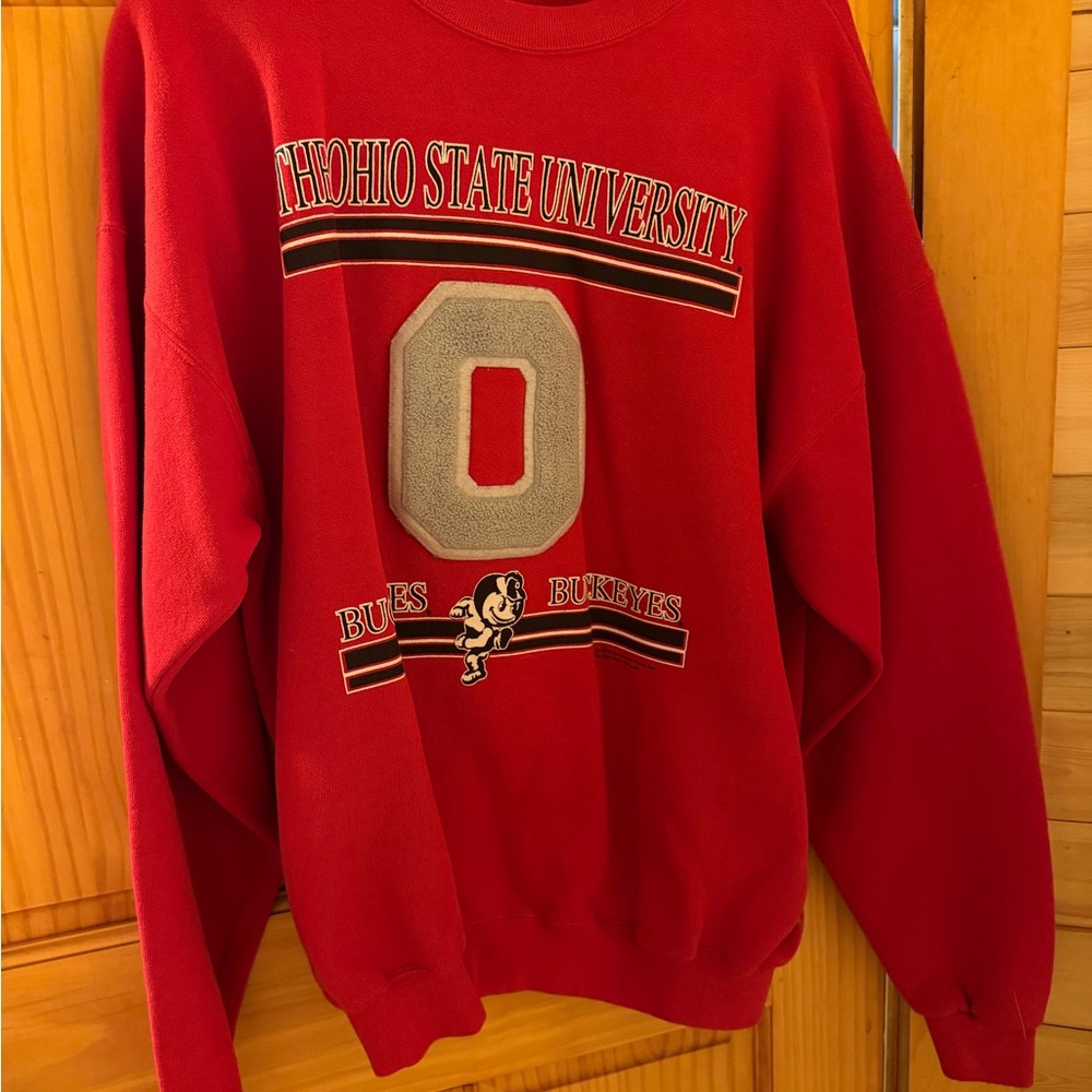 Vintage Style Ohio State University Red Crewneck Sweatshirt